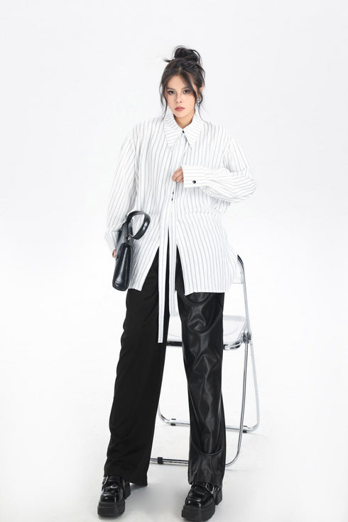 Contrast Texture Wide Pants